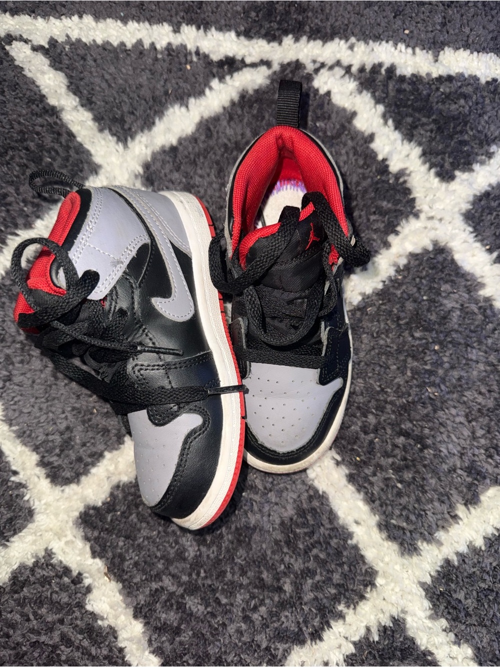 Jordan Kids' Black, Gray & Red High-Top Sneakers